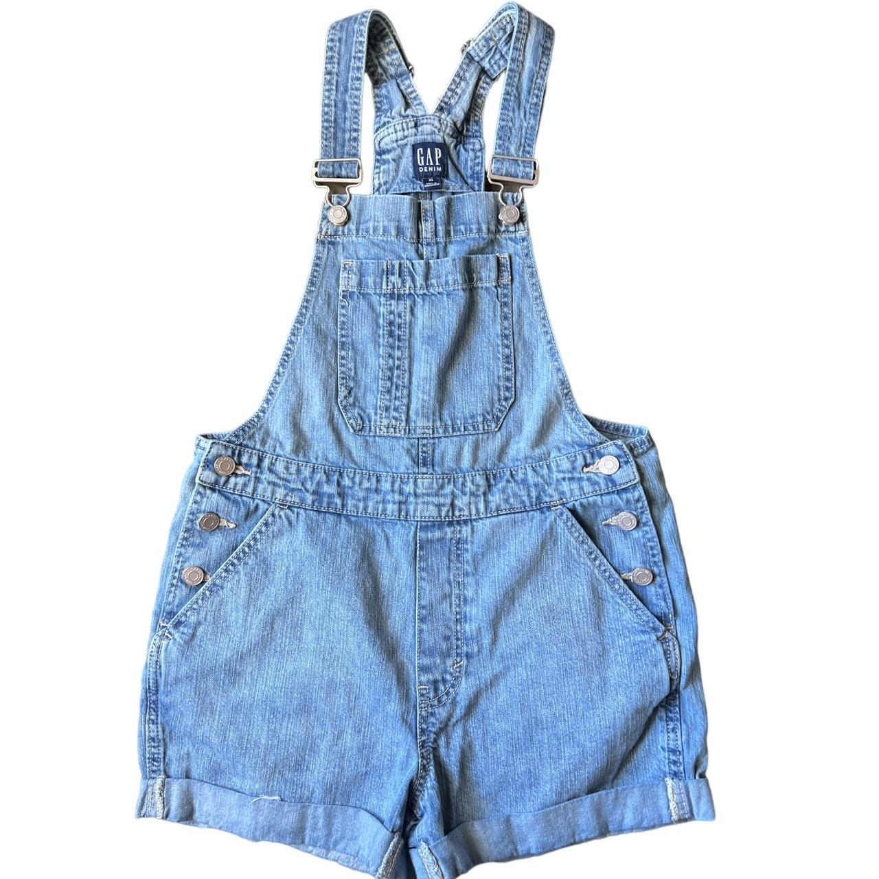 💙 GAP Blue Denim Shortalls Bib Overalls Boho... Depop