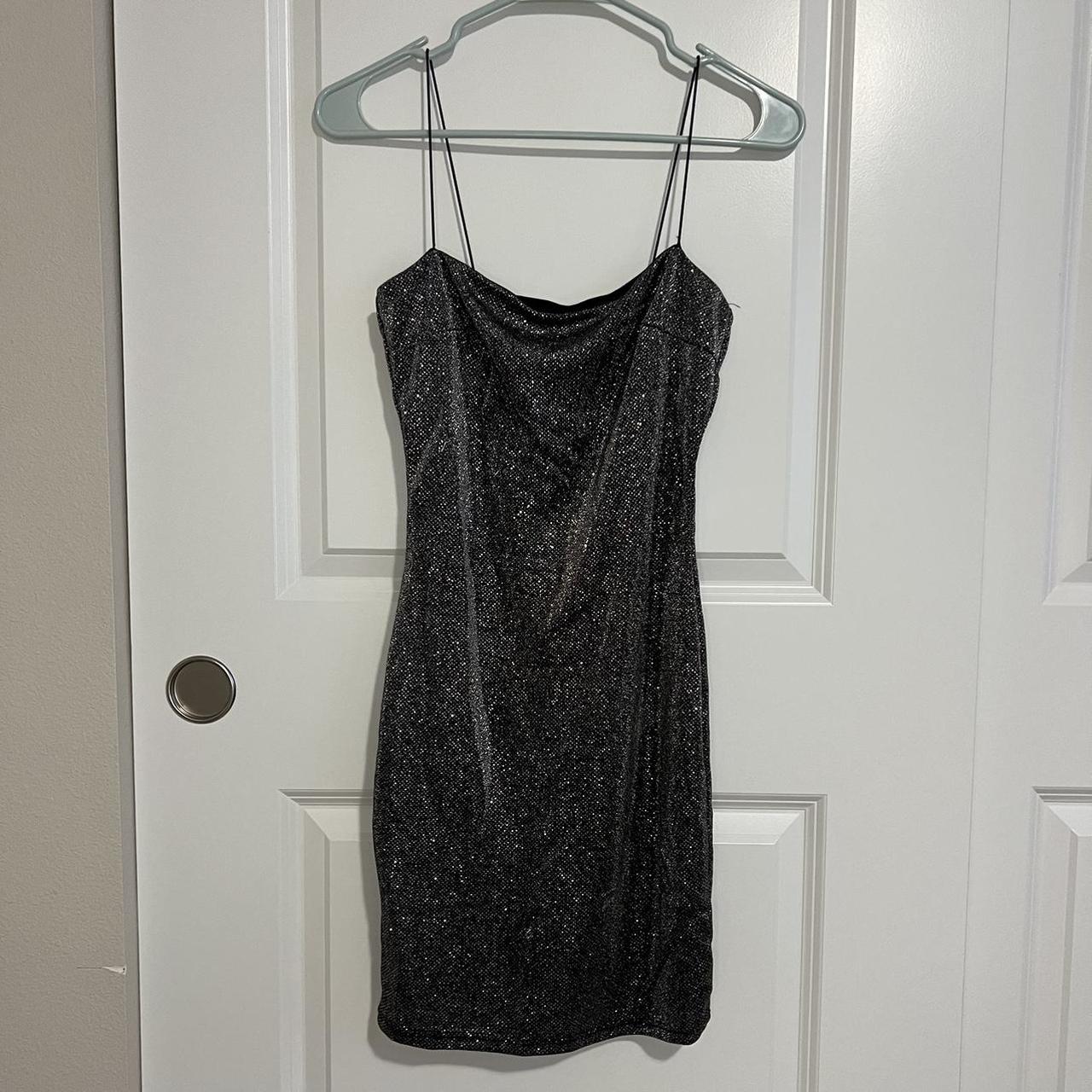 sparkly black dress so cute for homecoming stretchy... - Depop