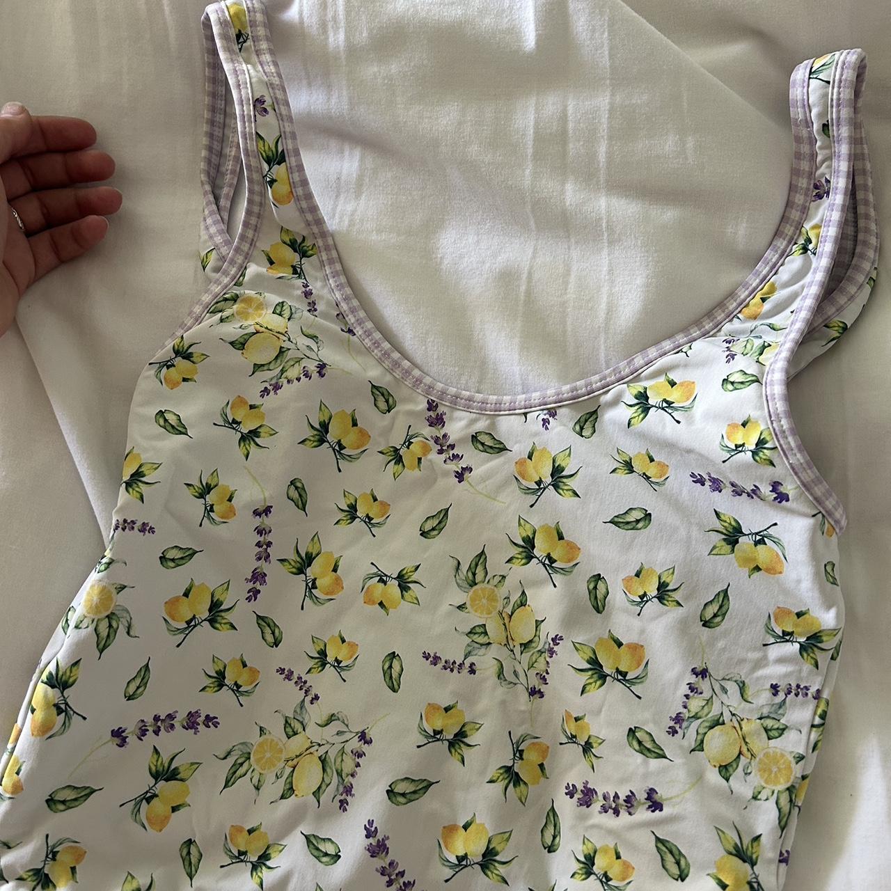 Bydee swimwear lemon print one piece bathing suit.... - Depop