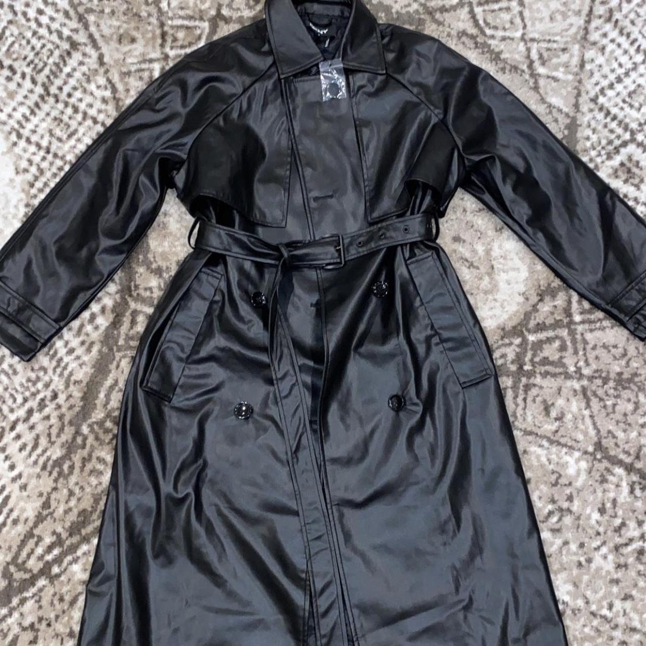 DKNY Faux Leather Trench Coat Regular