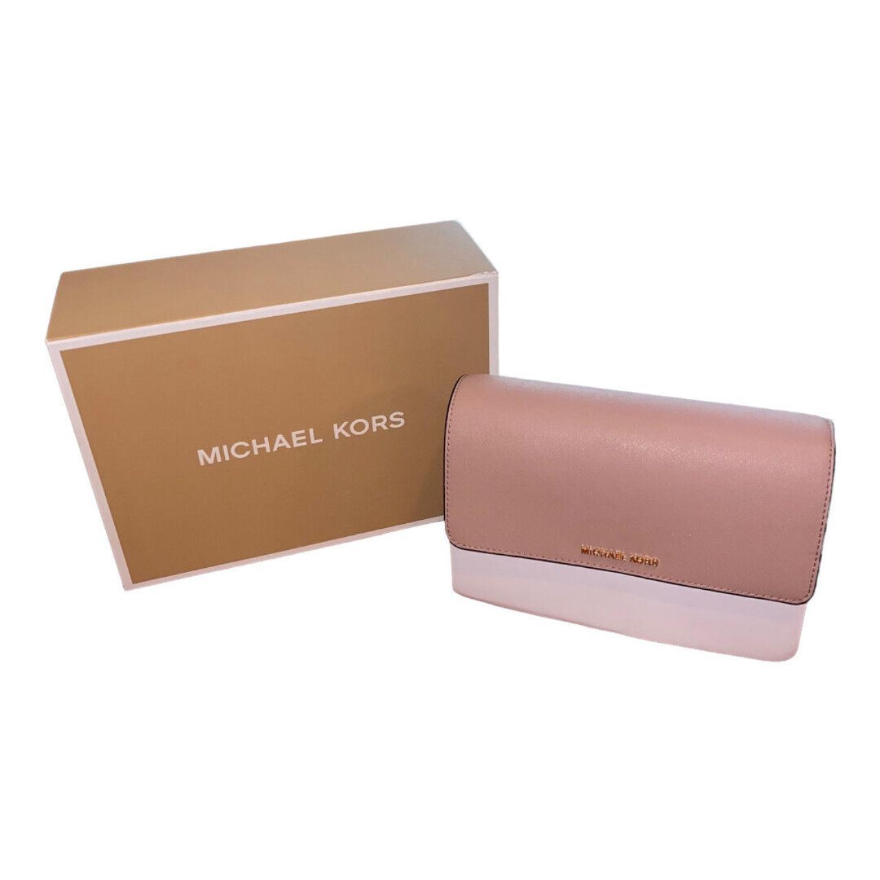 Michael Kors White Elsie Leather Box Clutch Bag