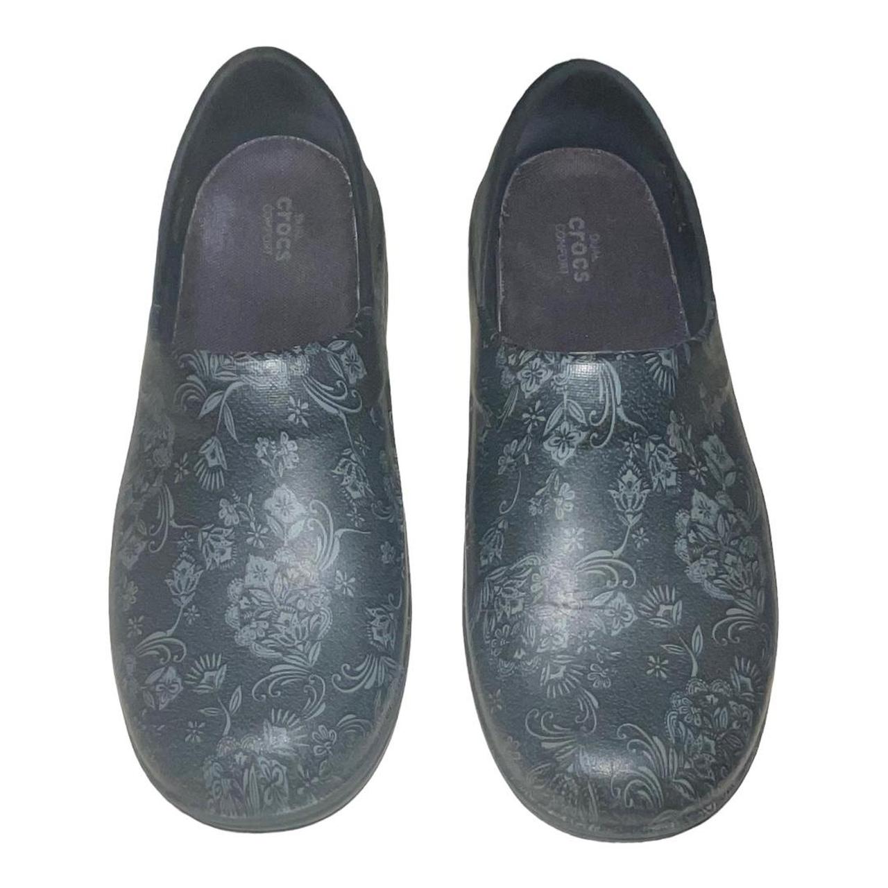 Grey floral online crocs