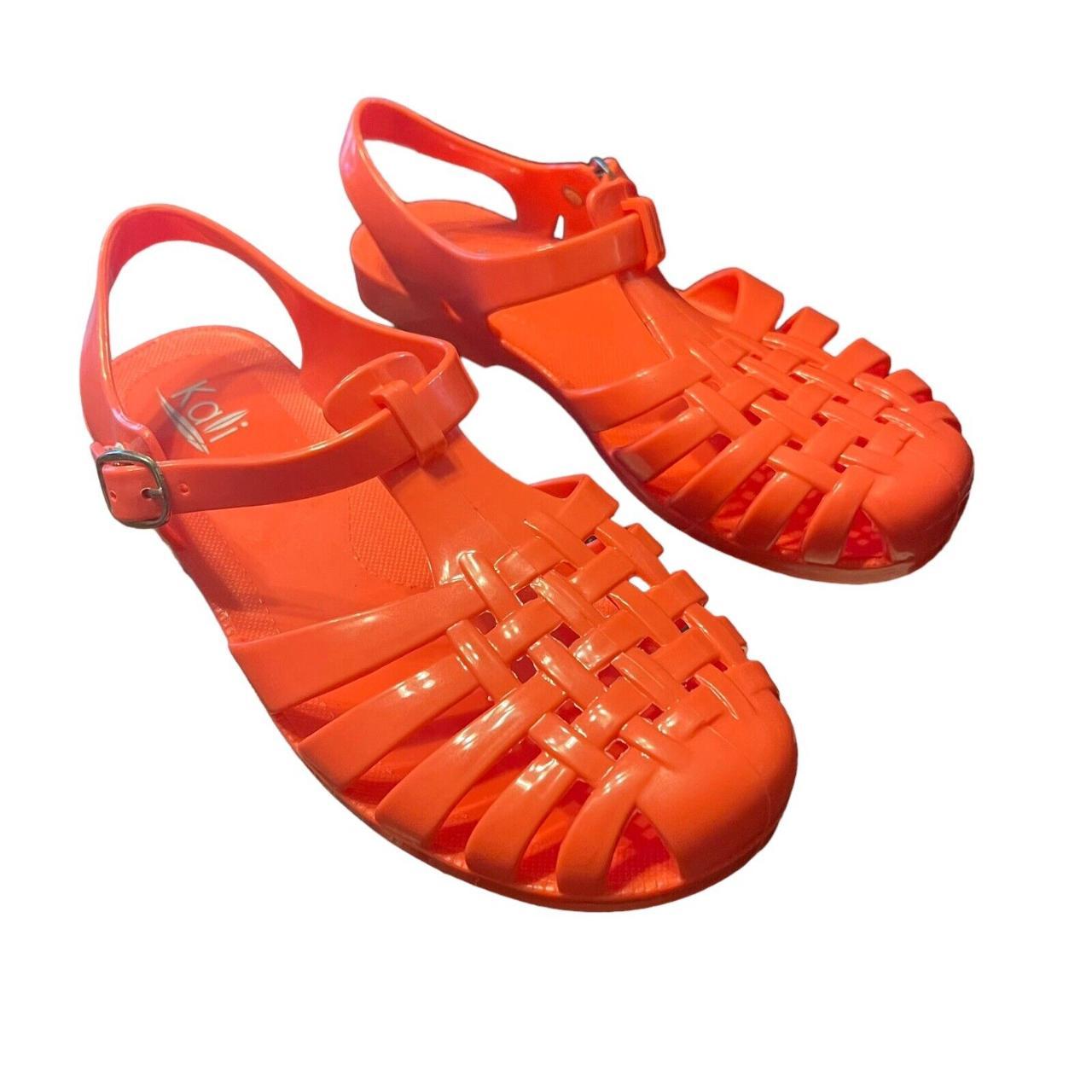 KALI Angel Low Peach Jelly Flat Sandals Girls Size 2... - Depop
