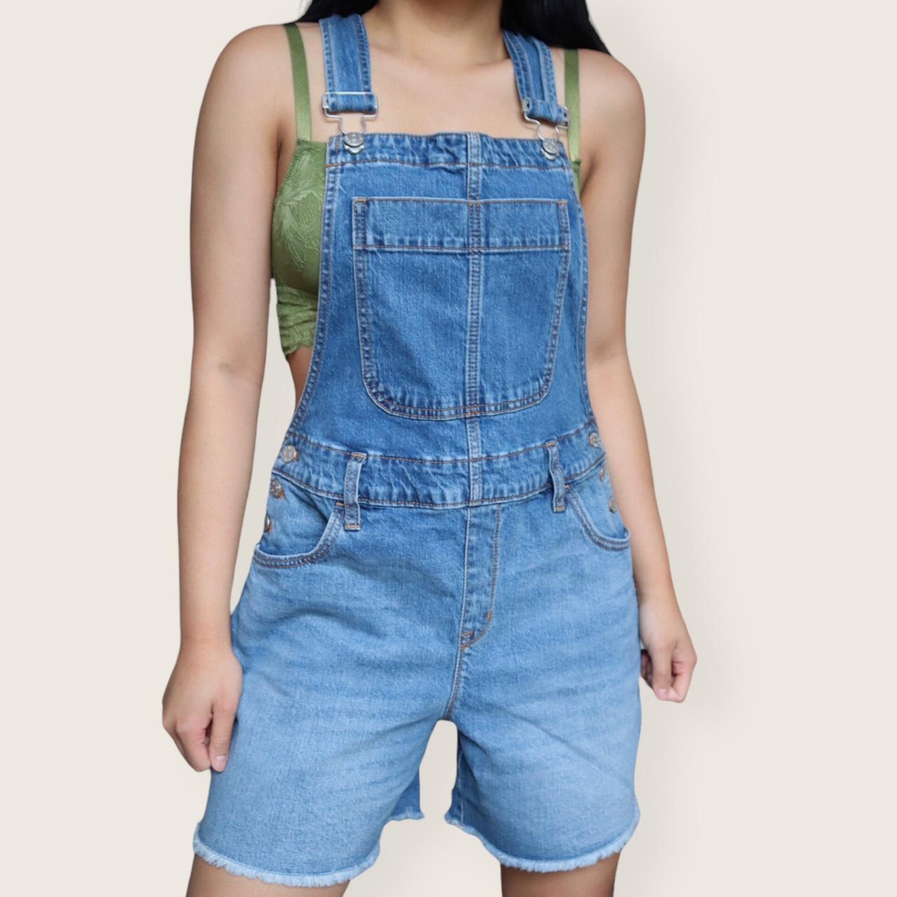 Denim short overalls from J. Crew. The overalls have... Depop