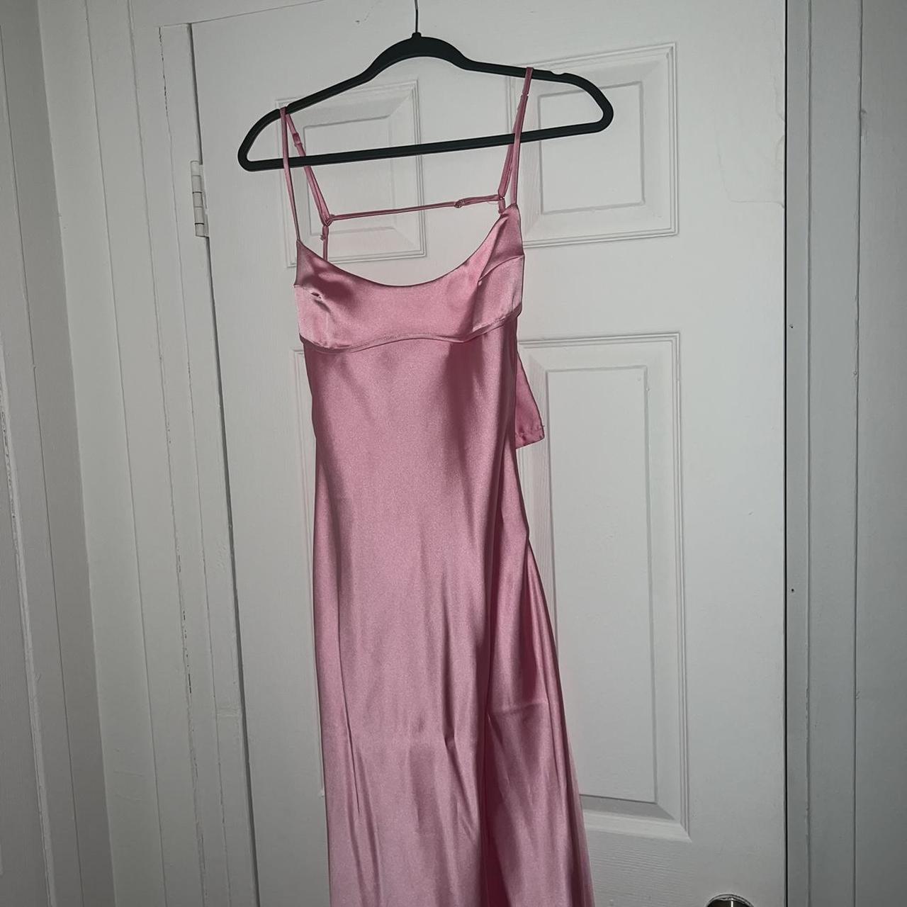 Zara Pink Silk Maxi Dress. Super Cute Only Worn - Depop