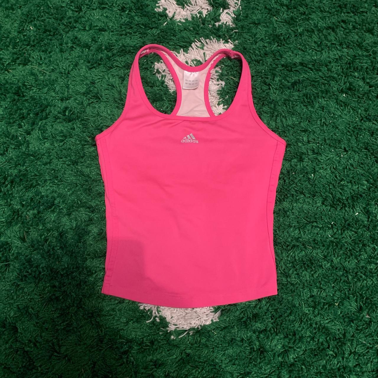 Adidas Women's Pink and Grey Crop-top | Depop