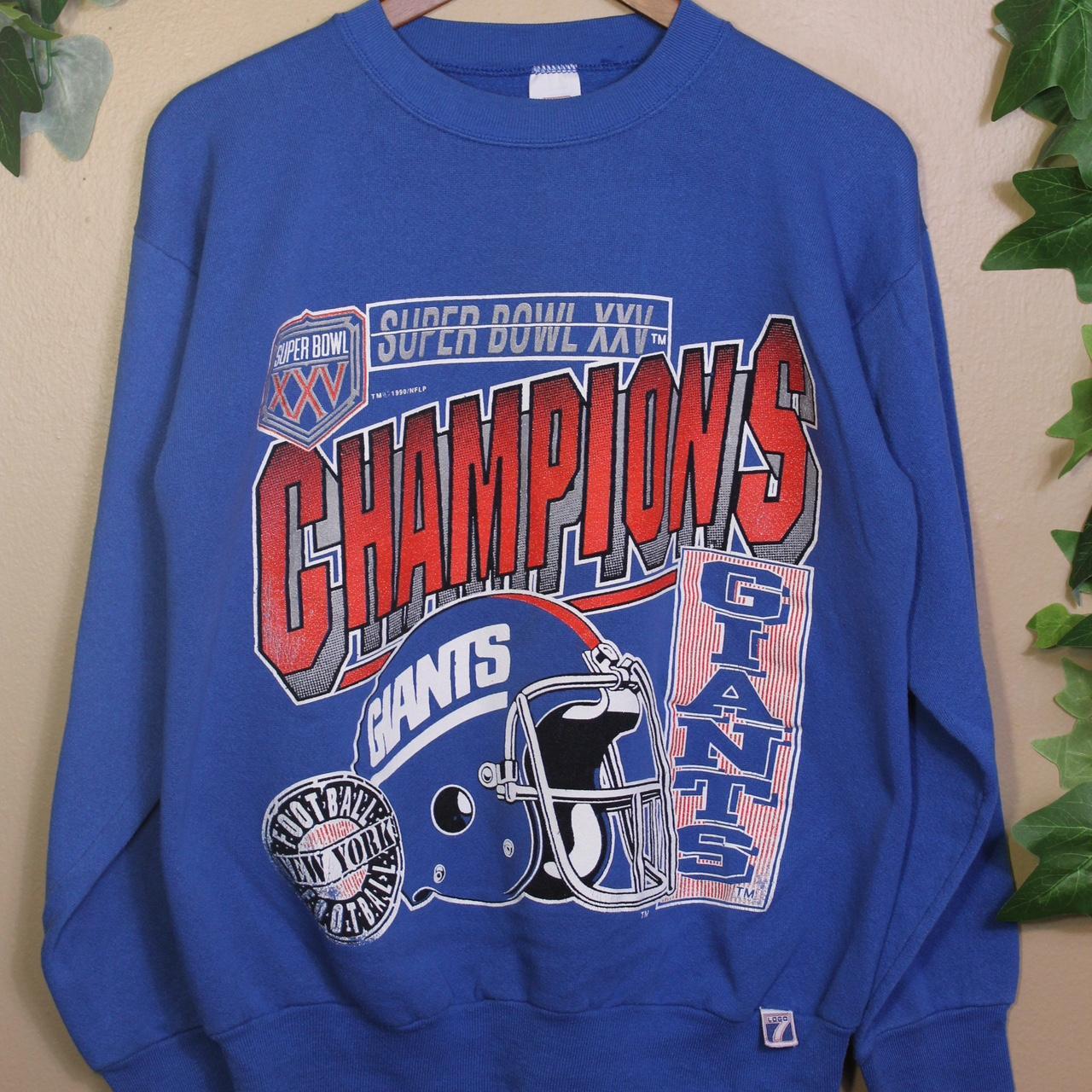 New York Giants Vintage Blue Hoodie Size XL -Any - Depop