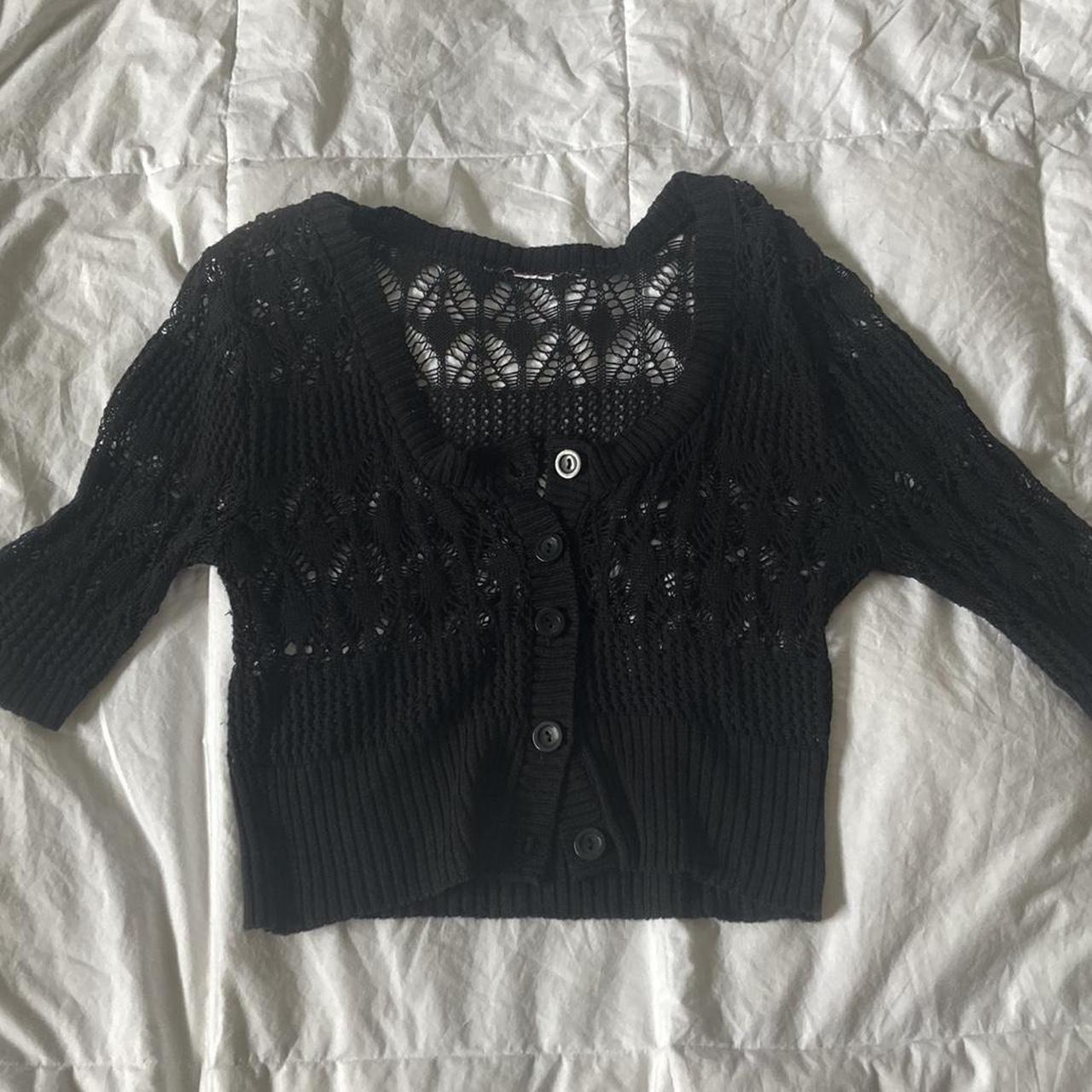 Cropped black cardigan ! - Cute to wear over... - Depop