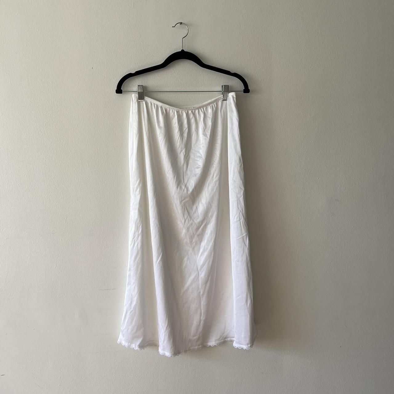 Vintage silk slip maxi skirt White color, size L/XL... - Depop
