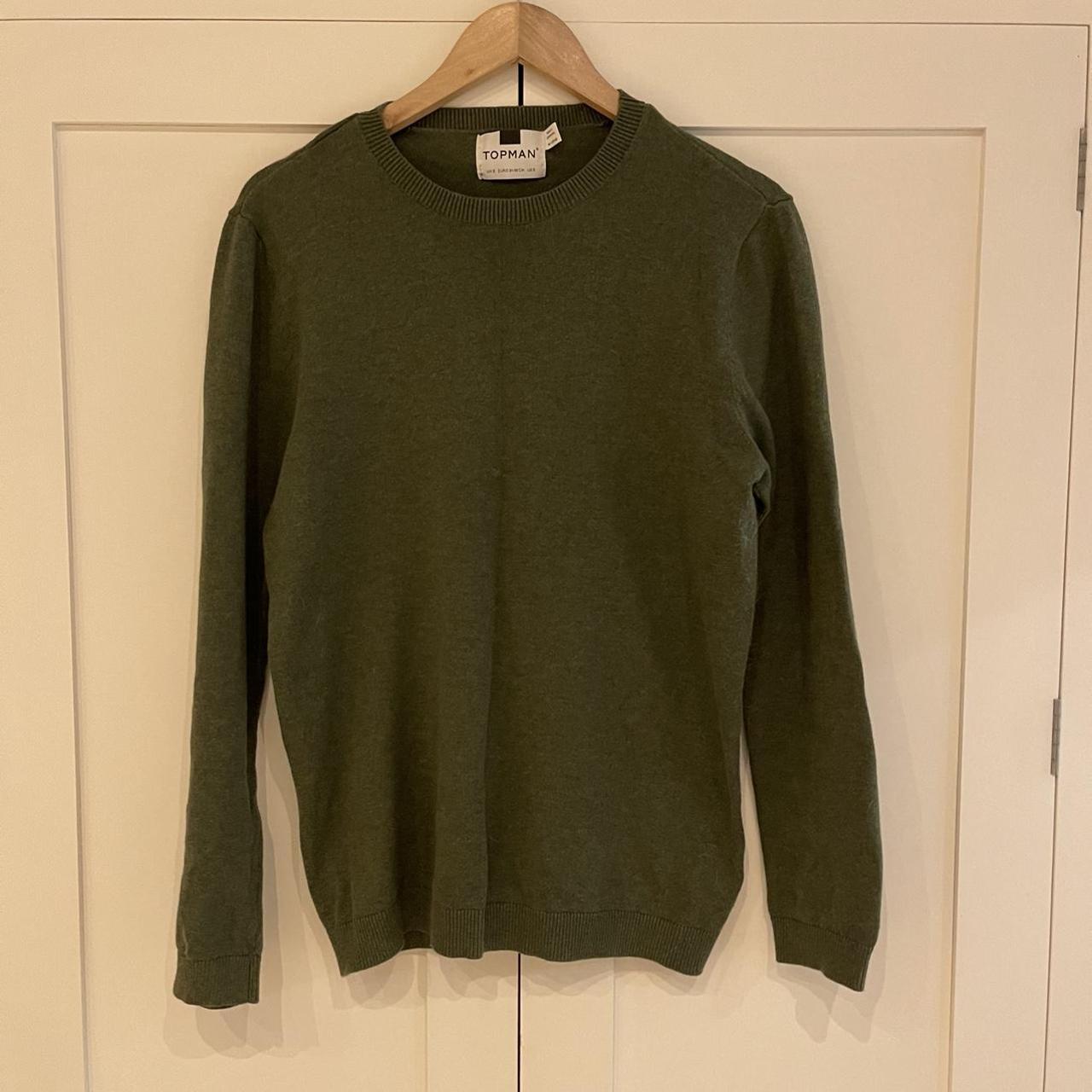 Topman Men's Khaki and Green Jumper | Depop