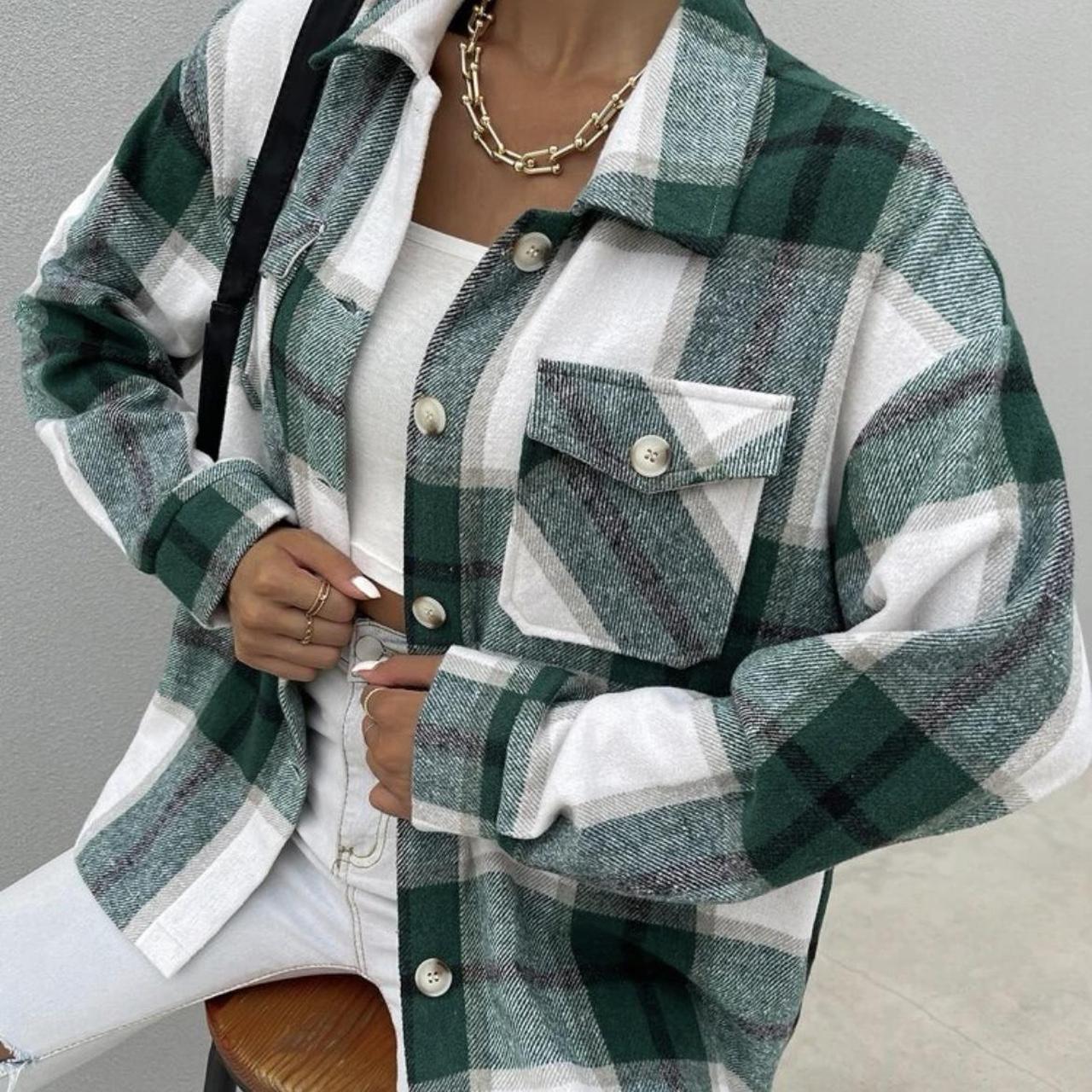 shein green plaid jacket