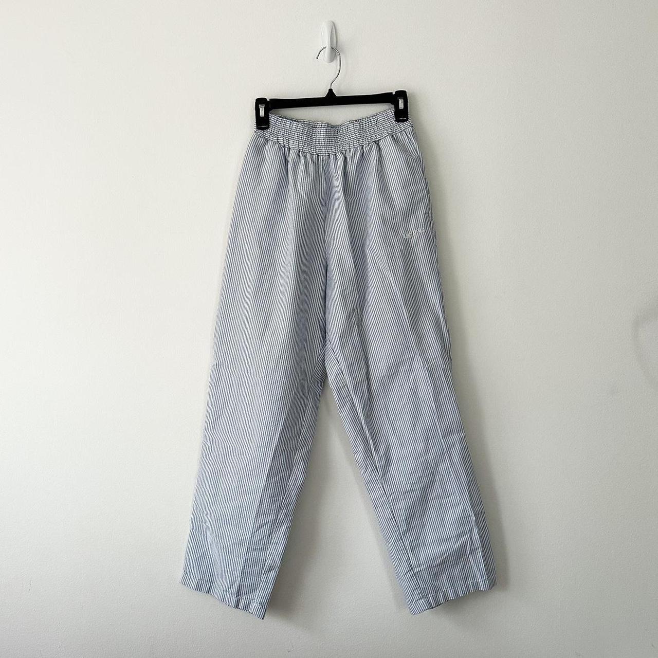 Djerf Avenue Women's Blue and White Trousers (2)