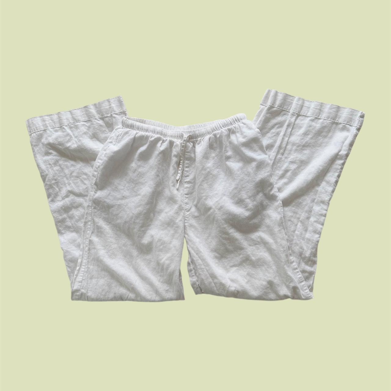 cotton on linen pants wide leg linen pants with... - Depop
