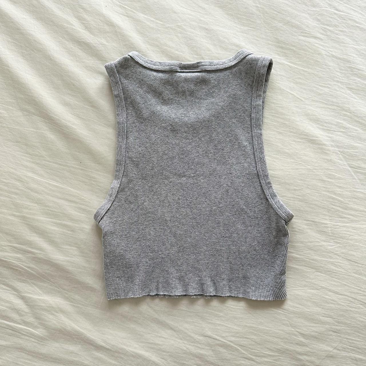 aritzia tna gray racer tank top grey tank top. worn... - Depop