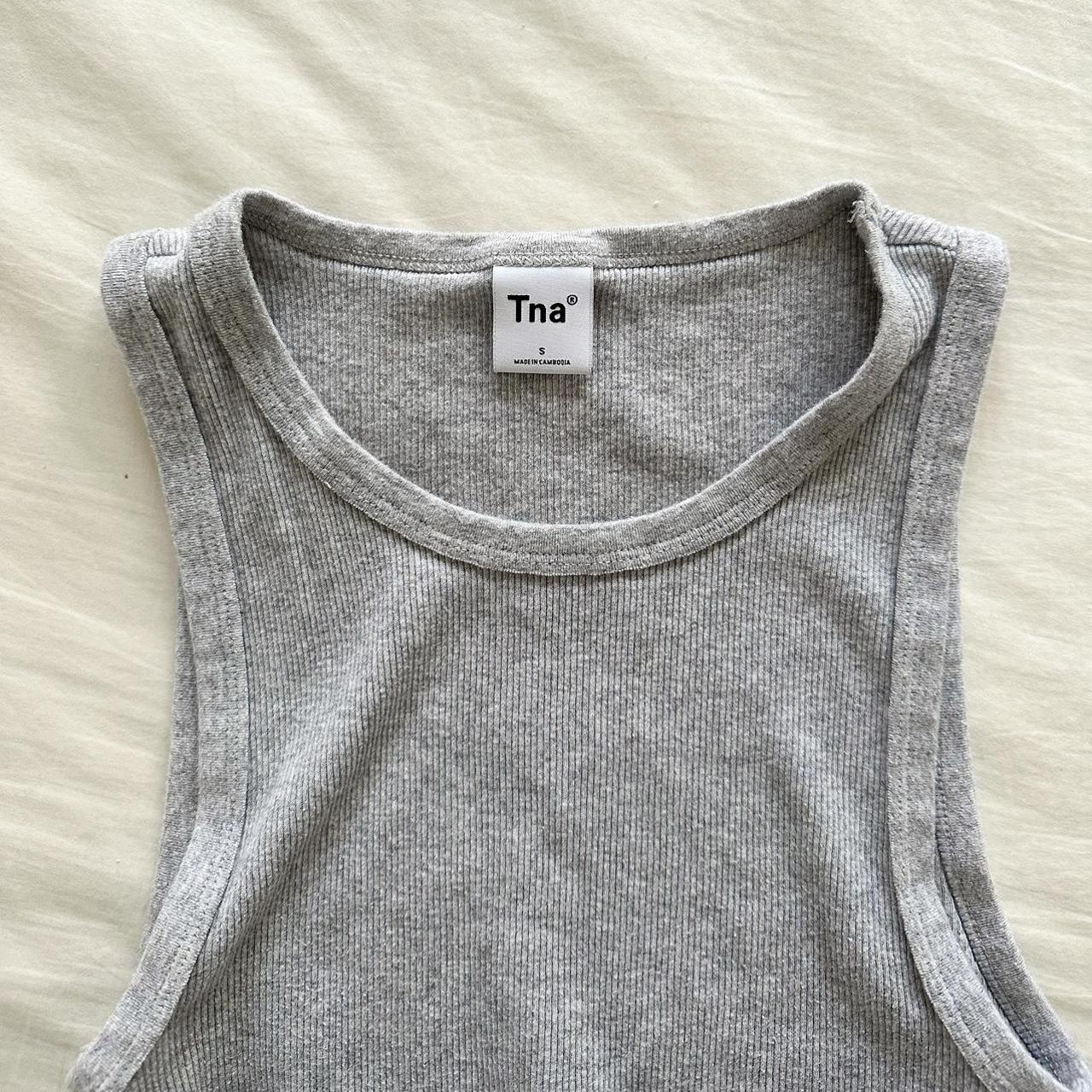 aritzia tna gray racer tank top grey tank top. worn... Depop