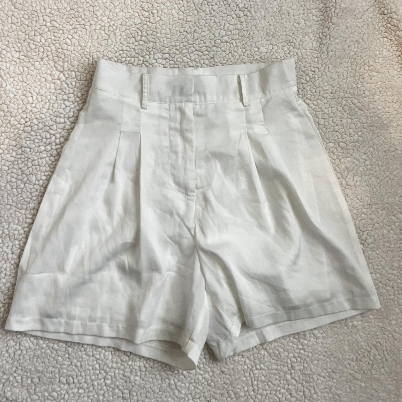 princess polly linen white shorts. small stains on... - Depop