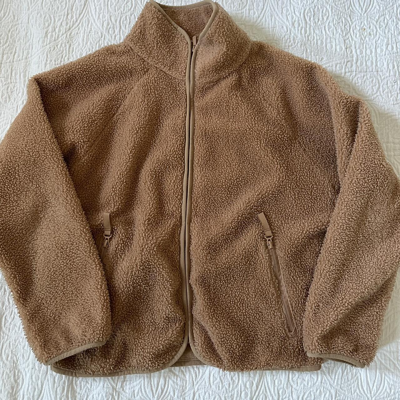 tan sherpa jacket great condition goes with... Depop