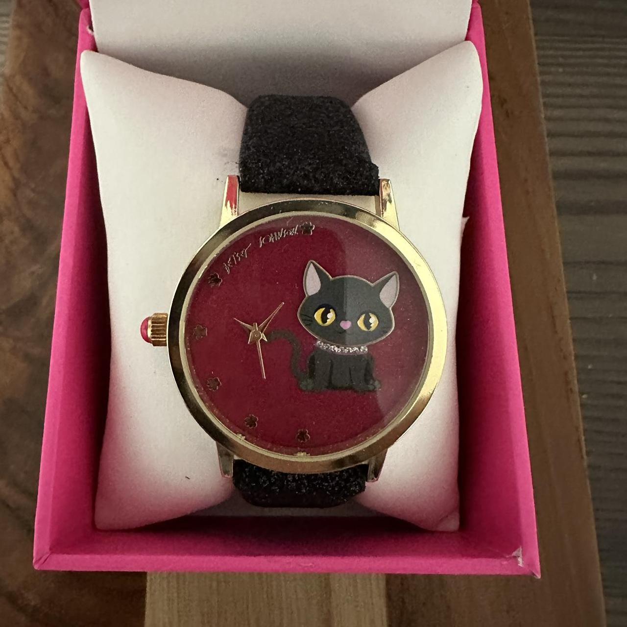 Betsey johnson black outlet cat watch