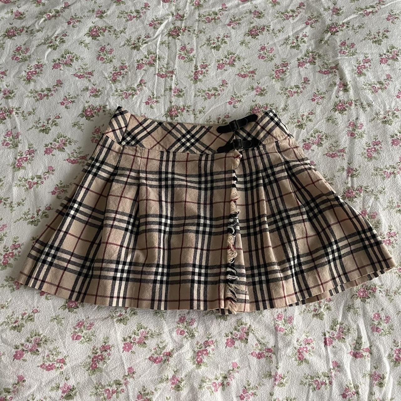 burberry blue label plaid skirt in size 36. skirt... Depop