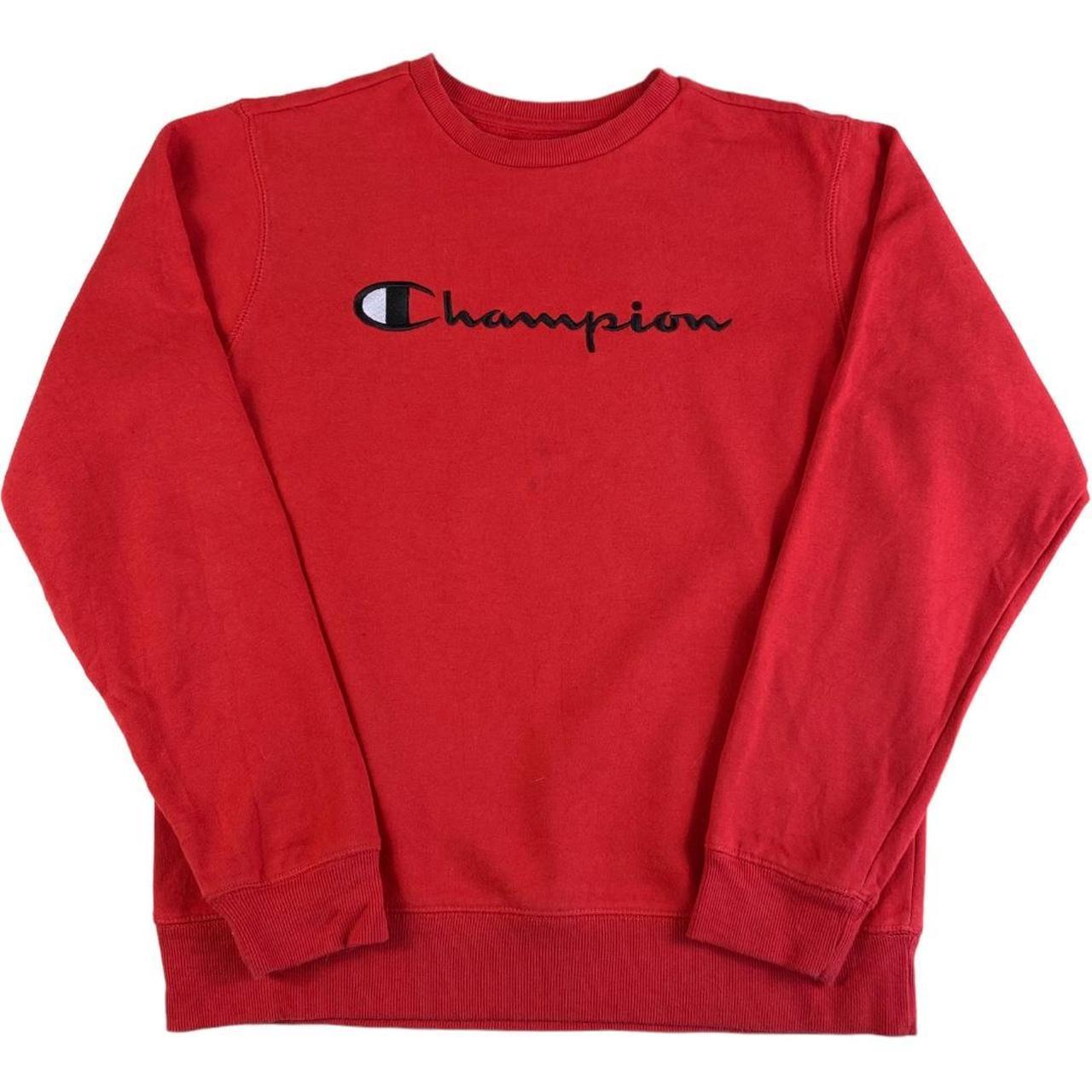 Champion Red Sweatshirt | Depop