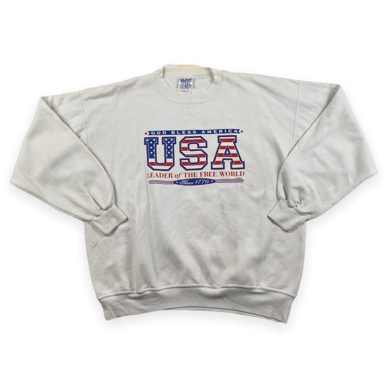 Grey Gildan Ultra Cotton ‘God Bless America’ Graphic... - Depop