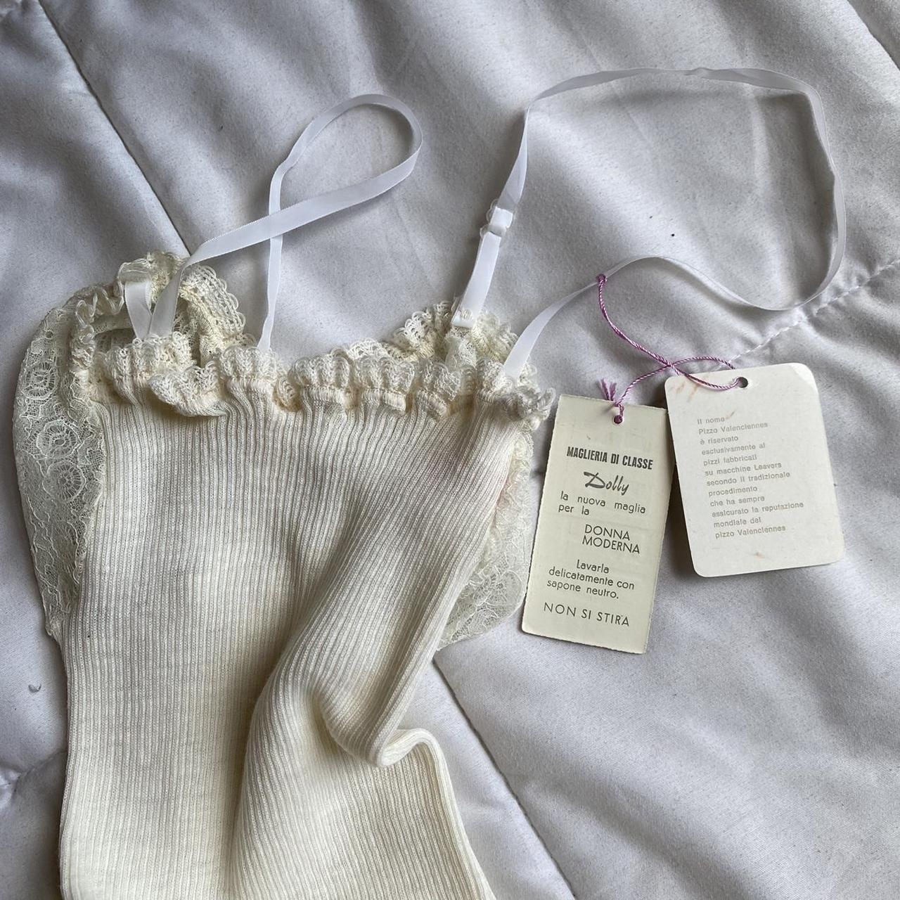 Dainty vintage white lace negligee tank top from... - Depop