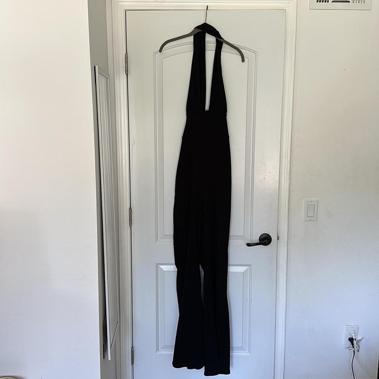 Black Cross Neck Tie Back Rib Jumpsuit