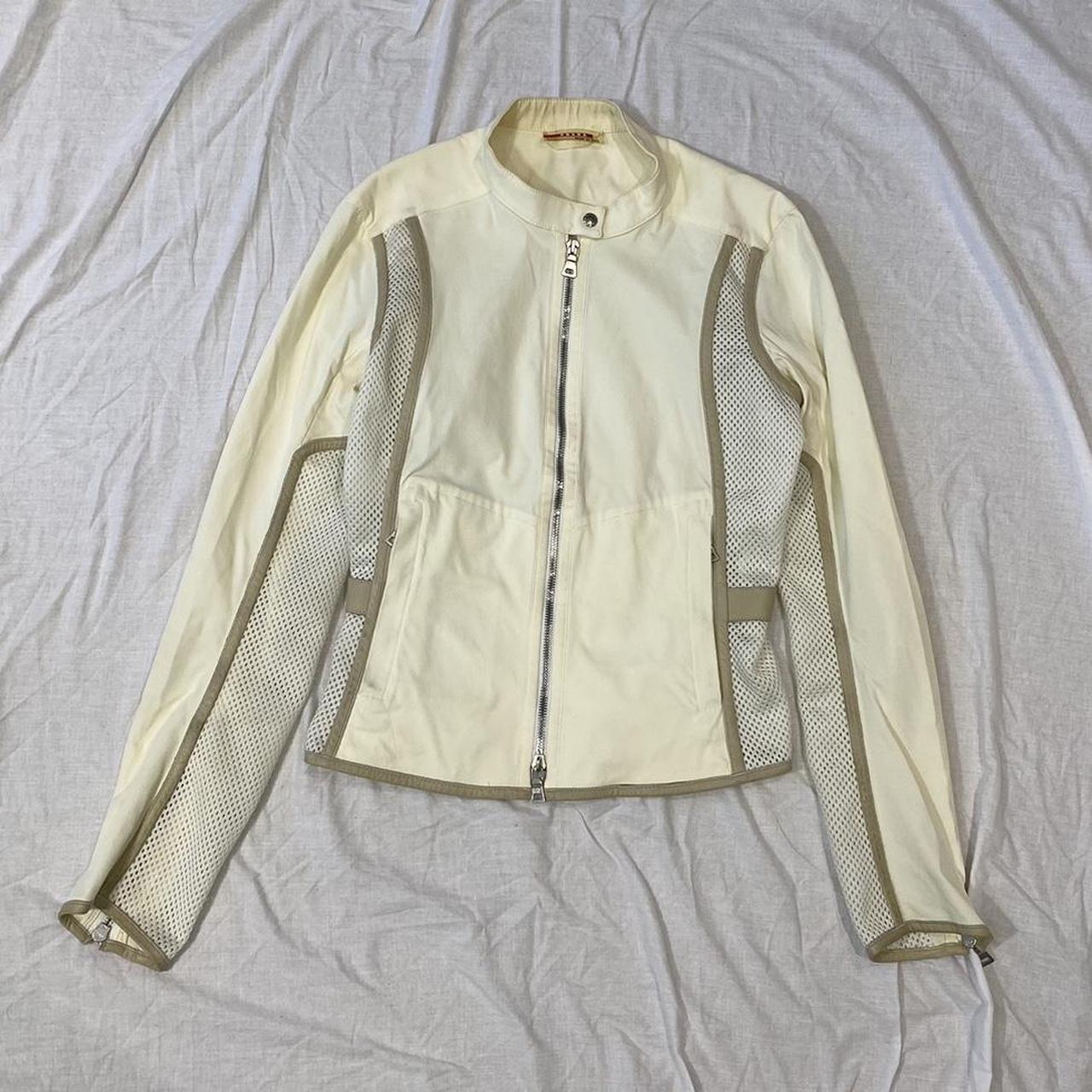 Vintage Prada Sport Cream Mesh Jacket - mesh... - Depop