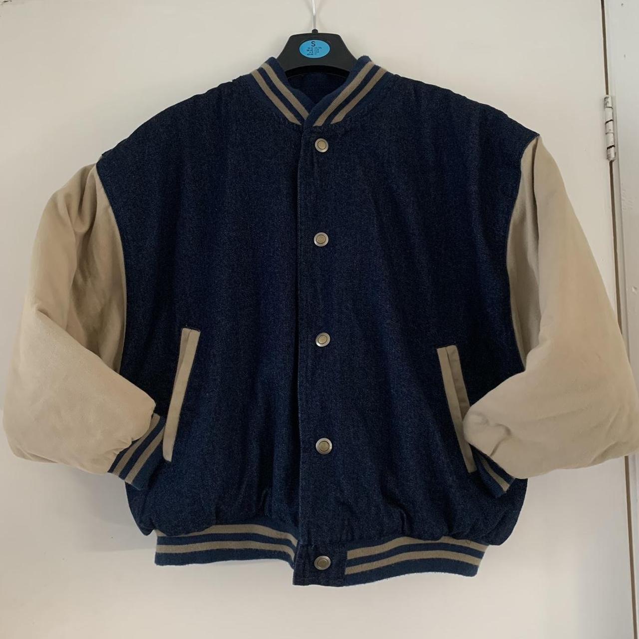 Women's Navy and Cream Jacket | Depop