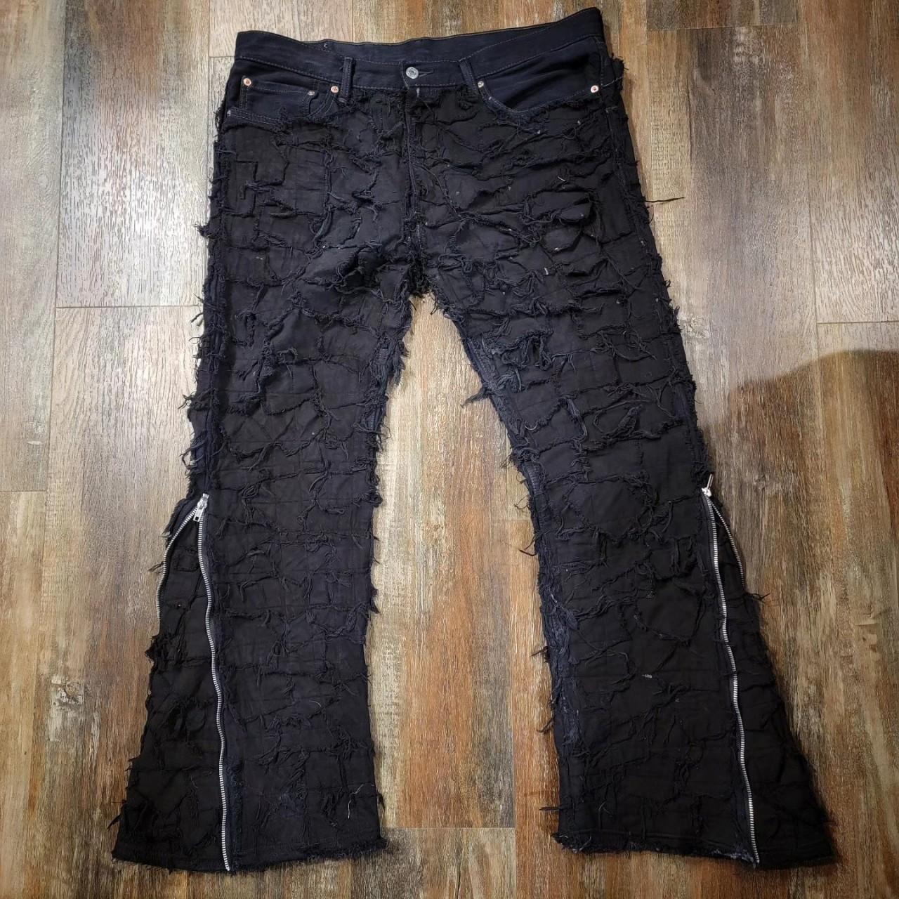CUSTOM PATCH WORK JEANS WITH ZIPPER FLARE MADE BY... - Depop