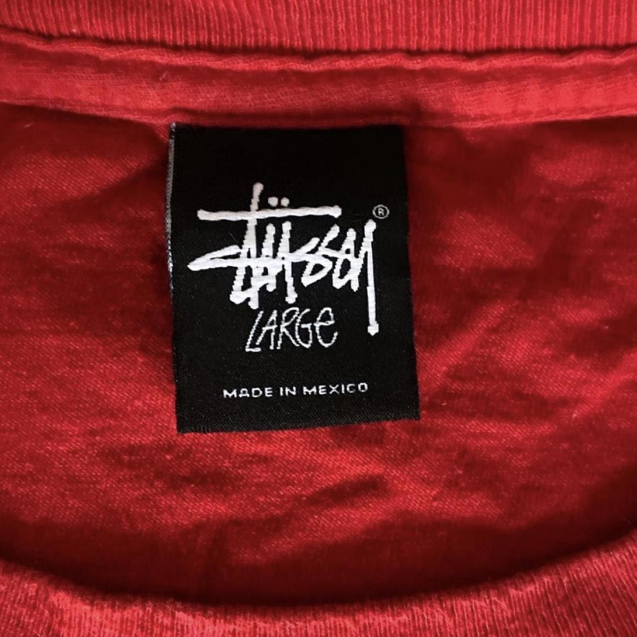 Stüssy Men's Red and Black T-shirt | Depop