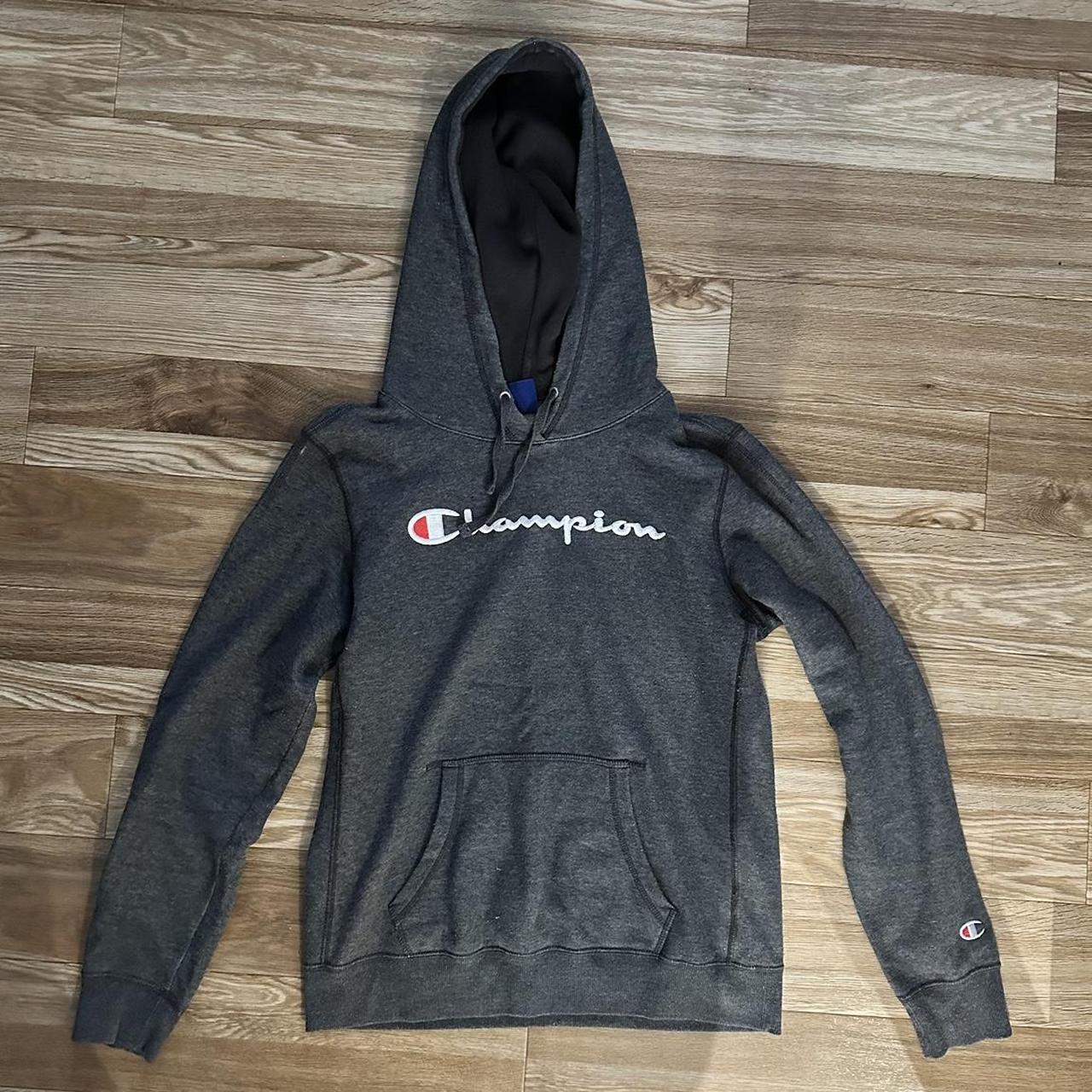 Women s medium dark grey Champion hoodie. Worn but Depop