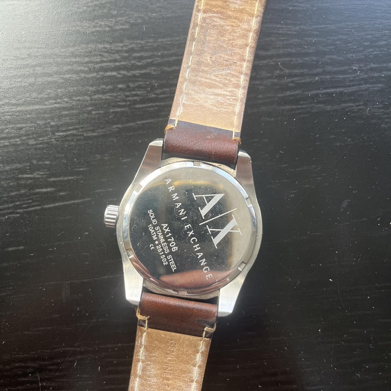 Armani watch Blue face with leather strap Depop