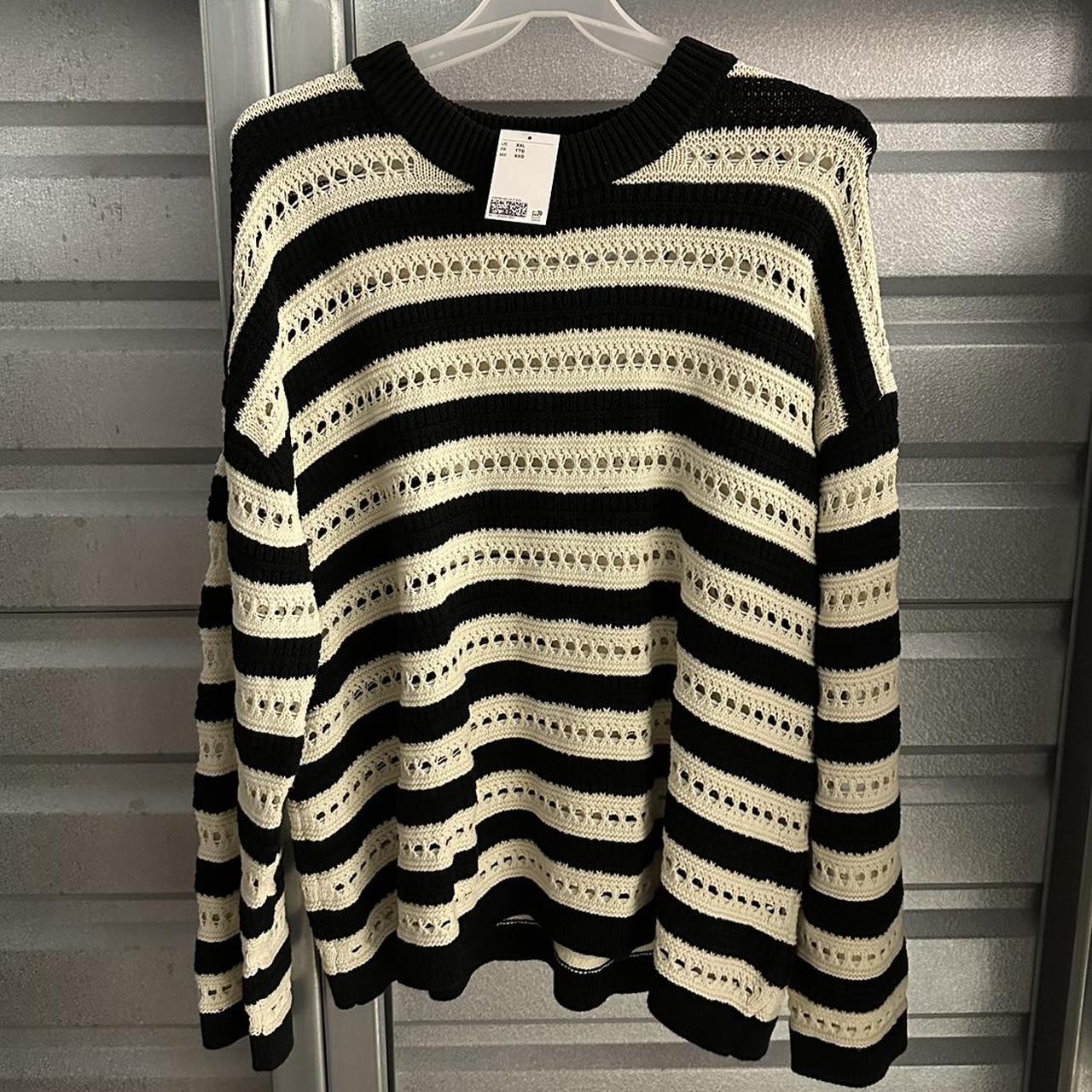 h&m oversized striped sweater - Depop