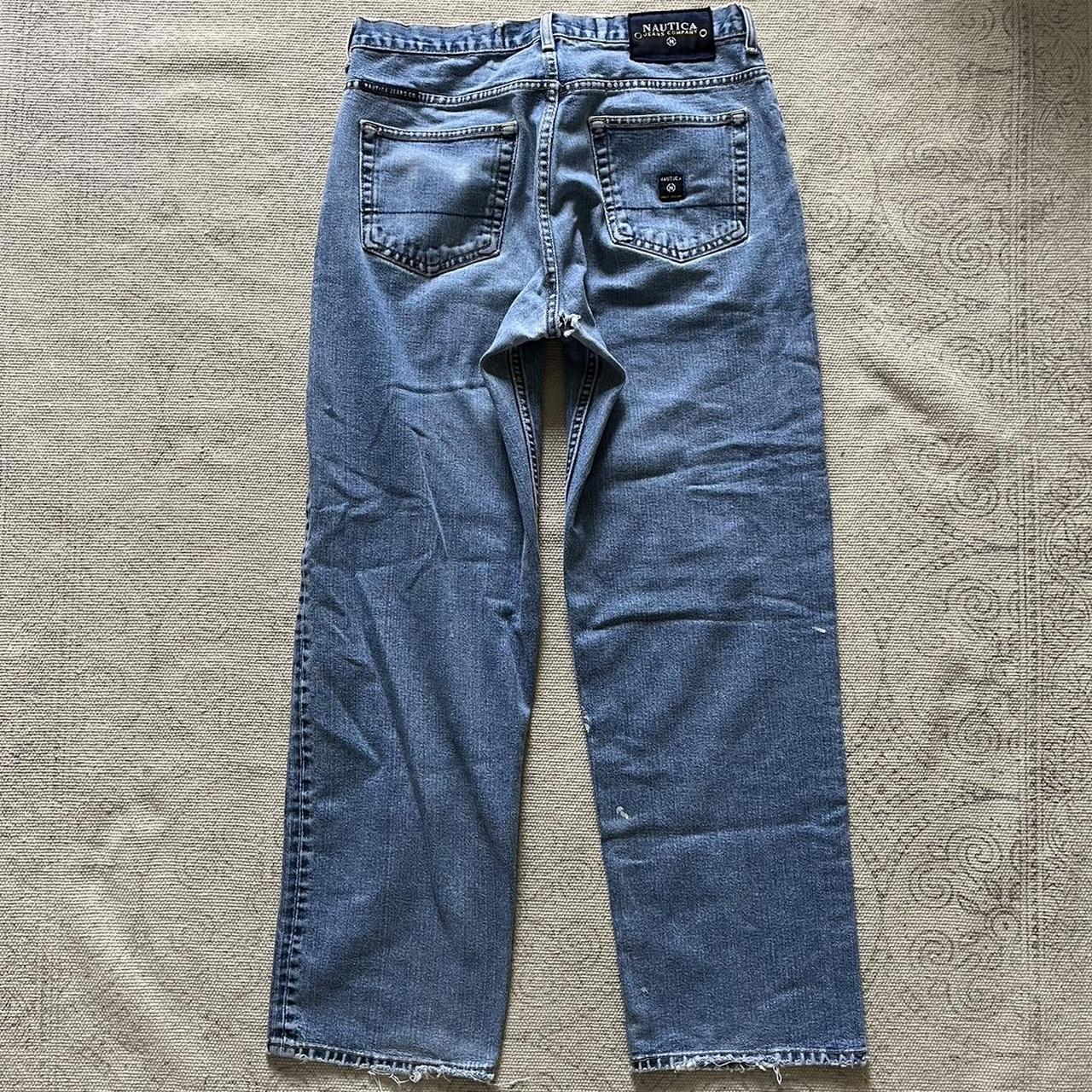 Nautica Men's White and Navy Jeans | Depop