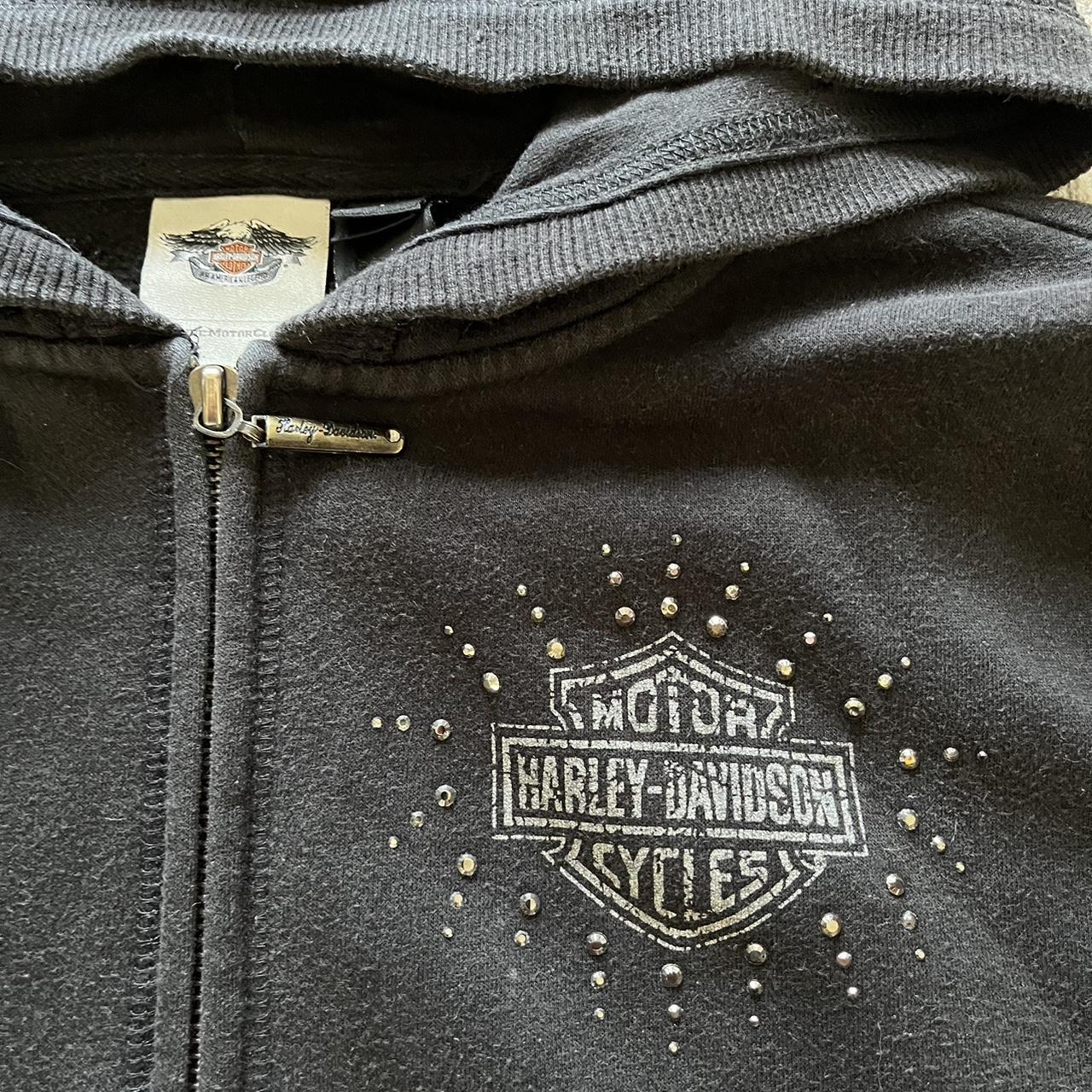 Harley Davidson Women's Grey and Black Jacket | Depop
