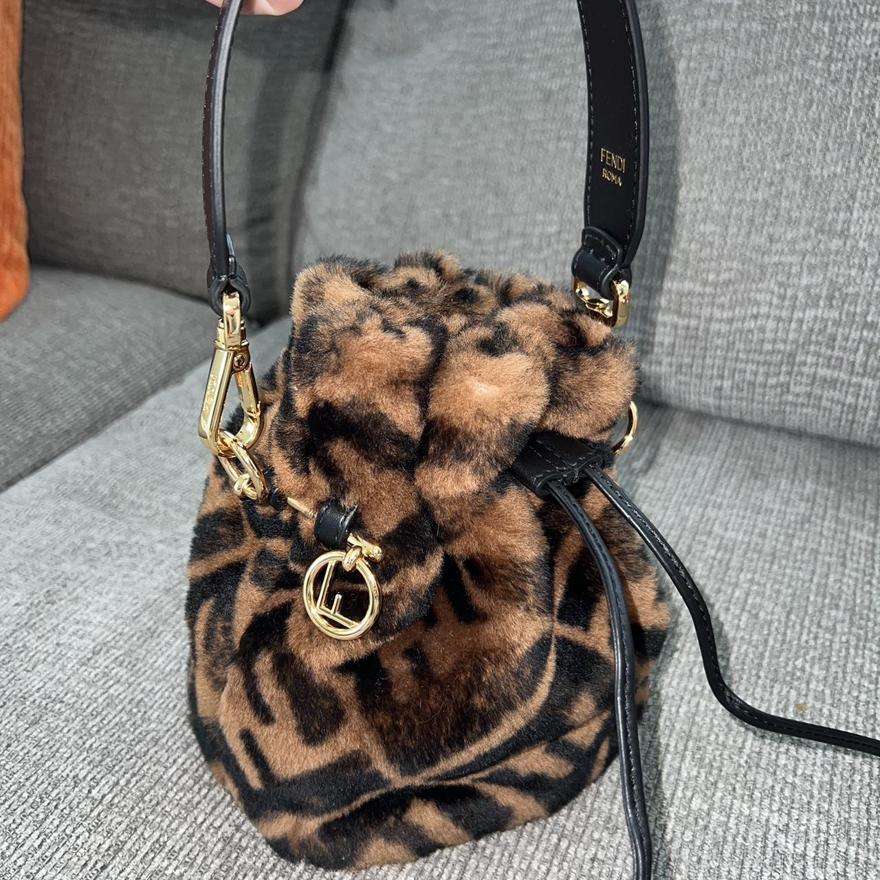 Fendi look alike bag Fur bucket bag with crossbody... - Depop