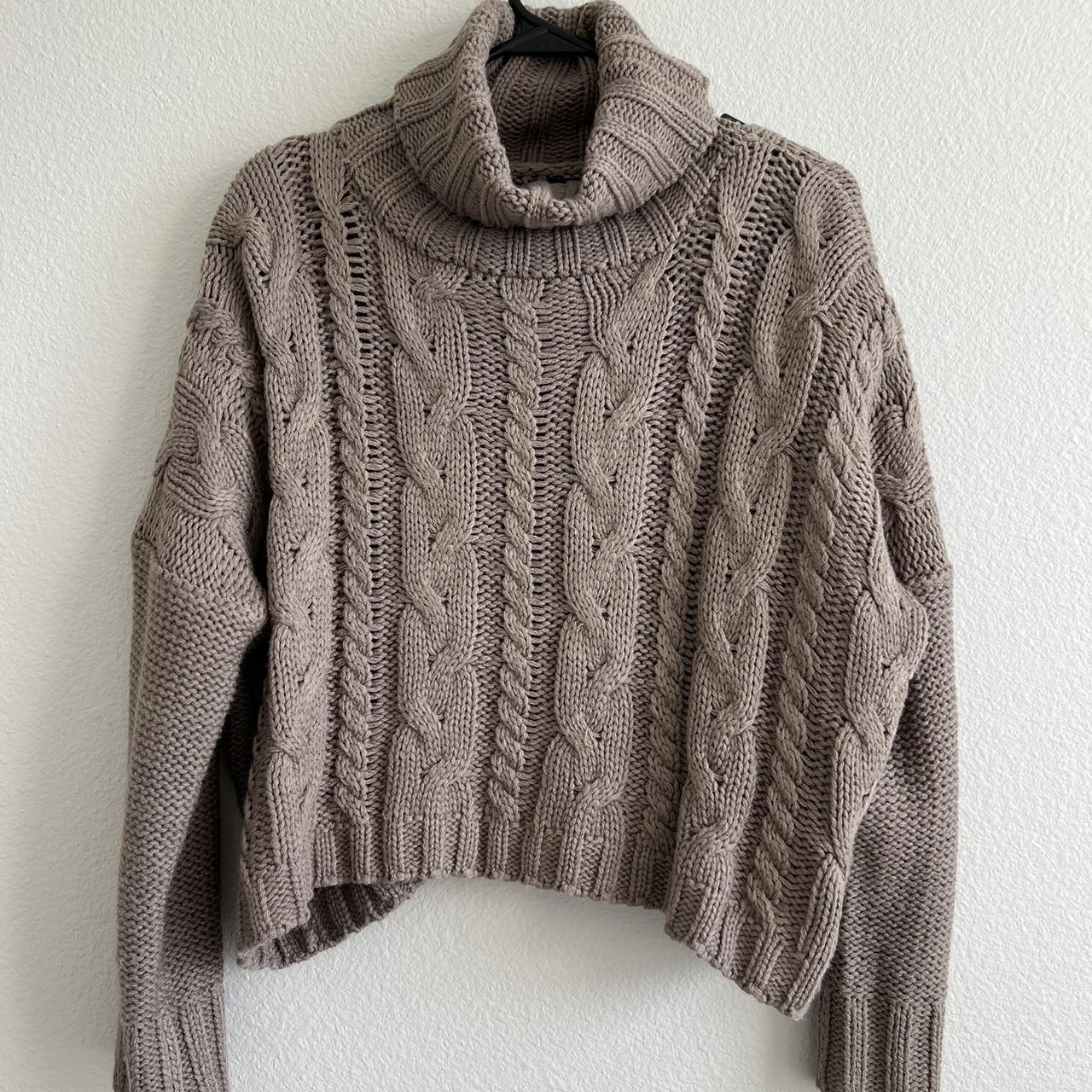 Brown chunky knit turtle neck sweater Super comfy... - Depop