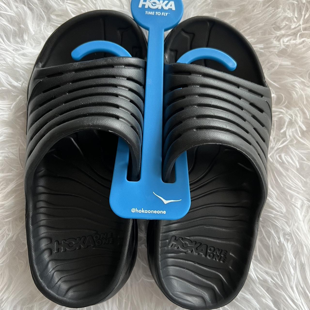 Women’s Ora recovery Hoka slides Black platform... - Depop