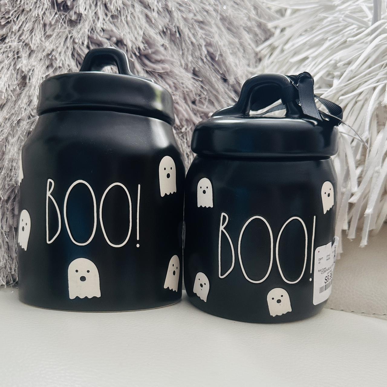 Rae buying Dunn Spooky and Boo Ghost Canisters