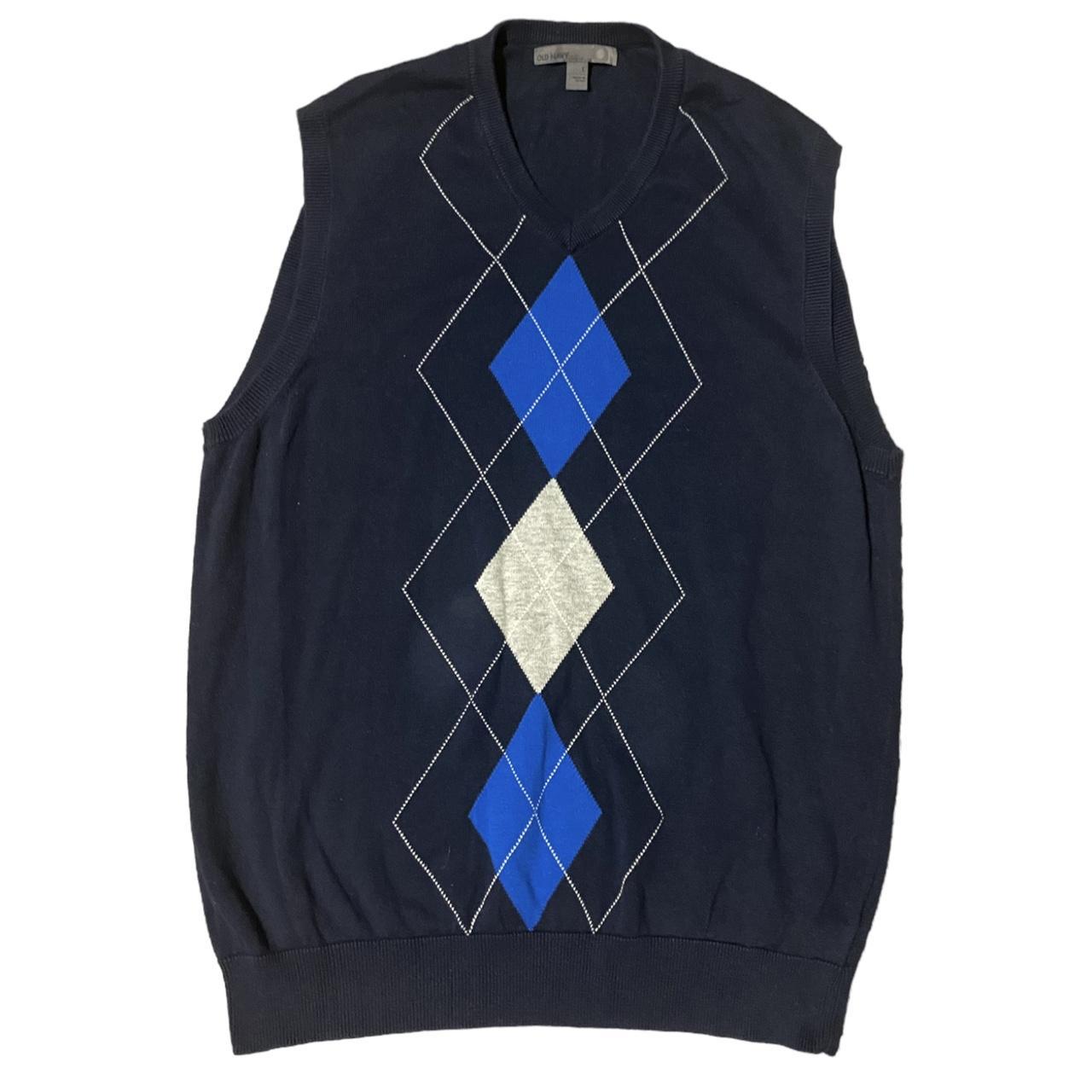 Old Navy Men's Blue and White Waistcoatsvests Depop