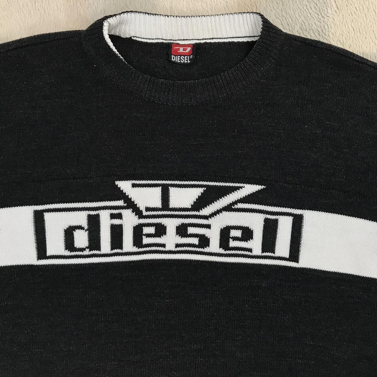 Diesel Men's Grey and White Jumper | Depop