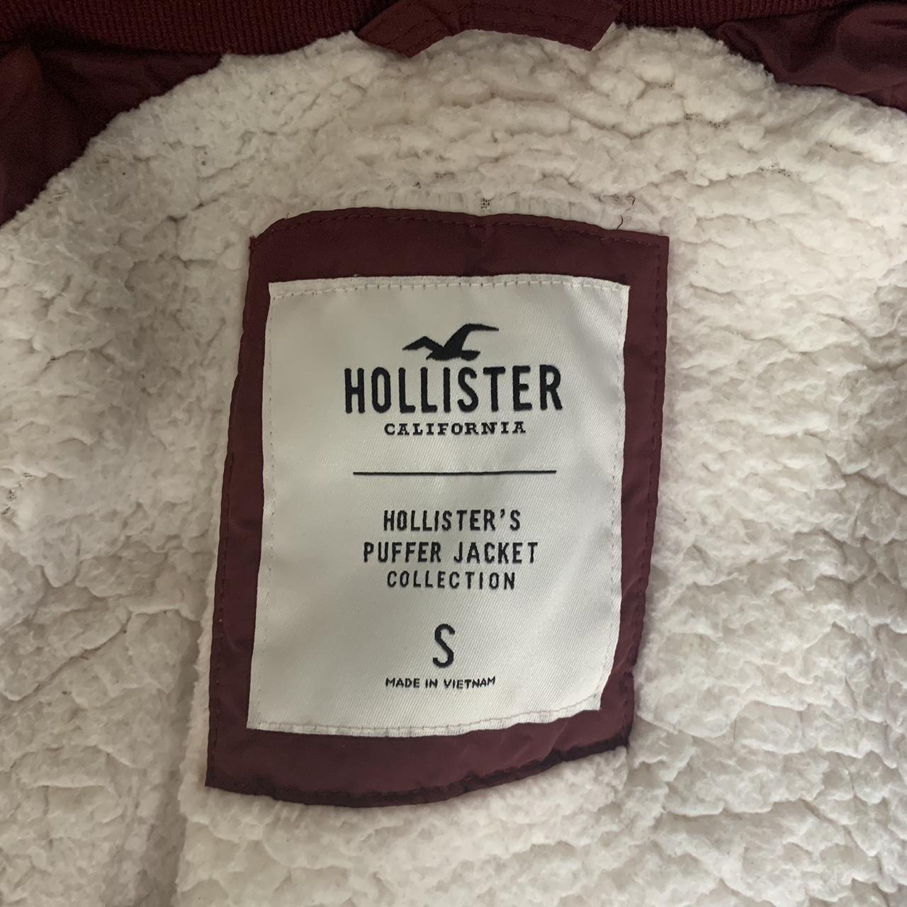 Burgundy fleece lined coat Hollister coat Fleece... - Depop