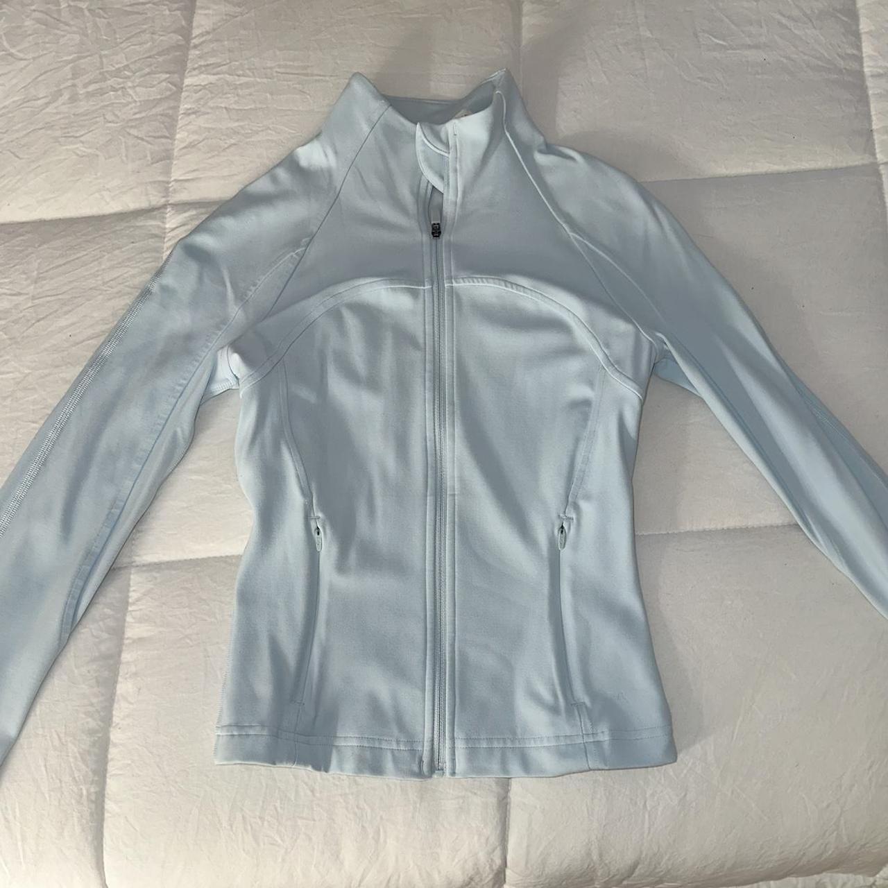 Lululemon Cropped Define Jacket in Powder Blue... - Depop