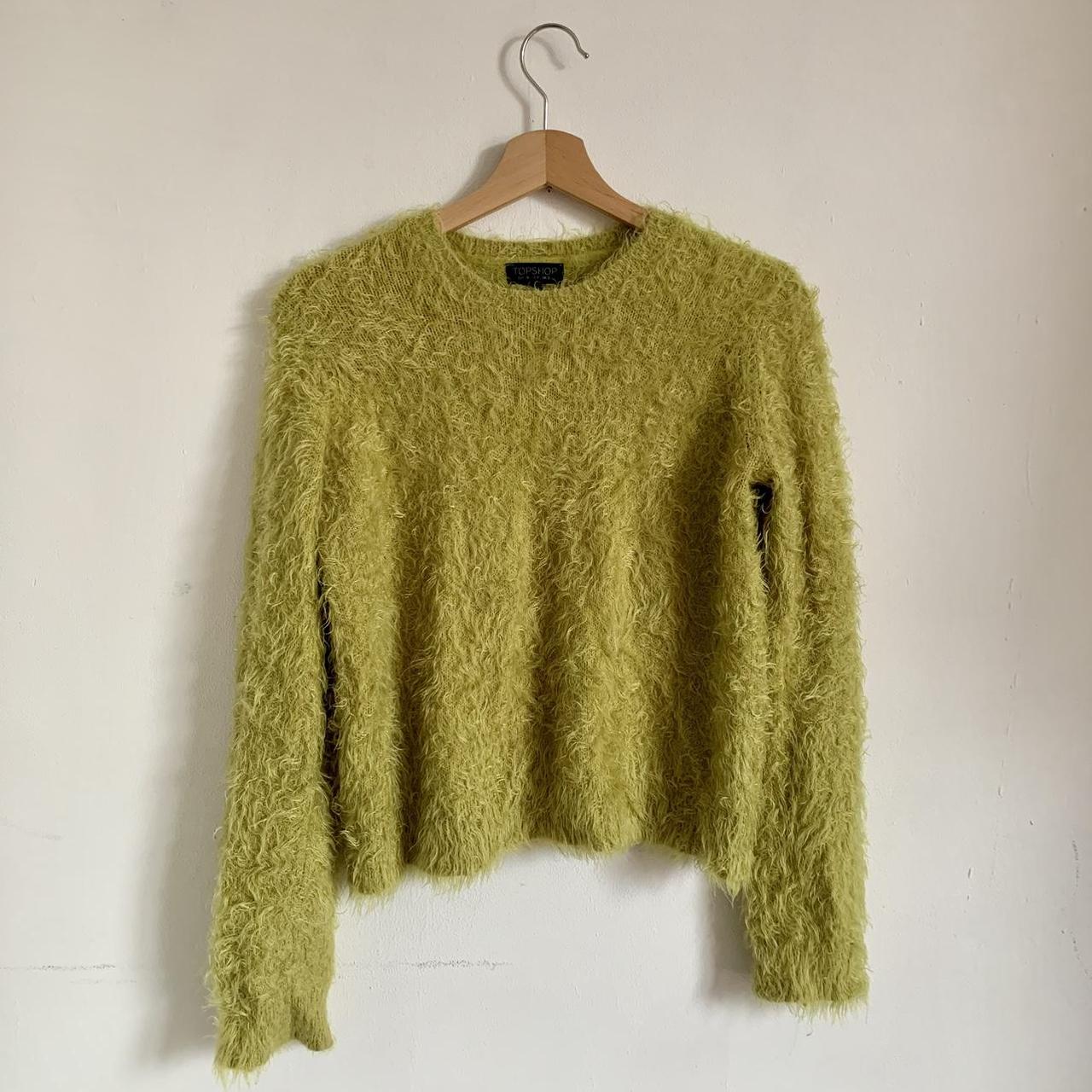 Topshop Green Fluffy Jumper Fluffy Brat Green Jumper Sweater Knit