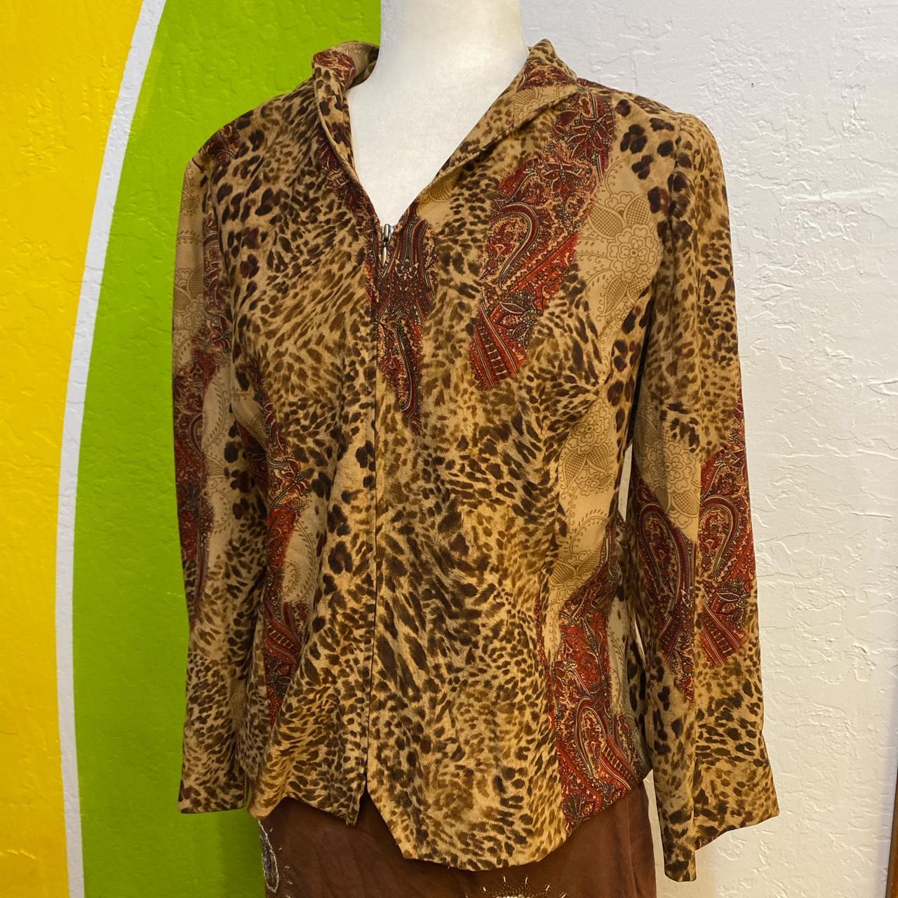 90s requirements leopard paisley jacket size... - Depop