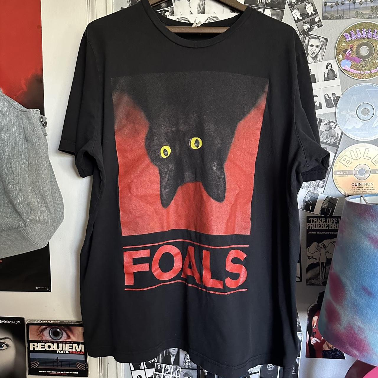 foals band black cat shirt xxl in great condition Depop