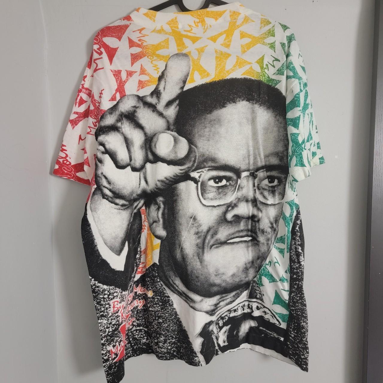 RARE Vintage 90s Malcolm X AOP ALL Over Print Single... | Depop