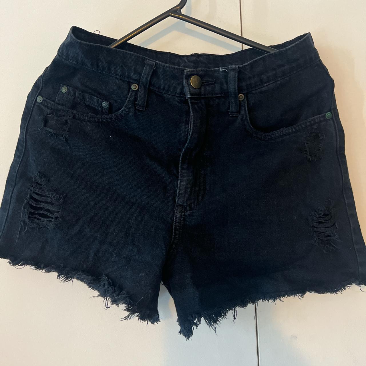 Nobody denim black skyline shorts size 24 will fit... - Depop