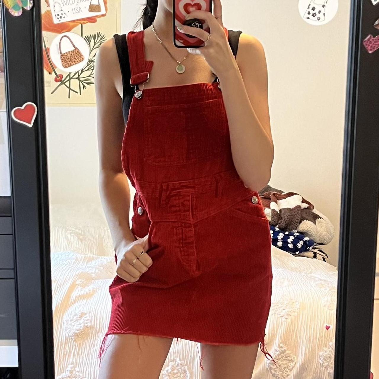 Cherry red corduroy overall dress ❤️‍🔥, ♡ vintage red...